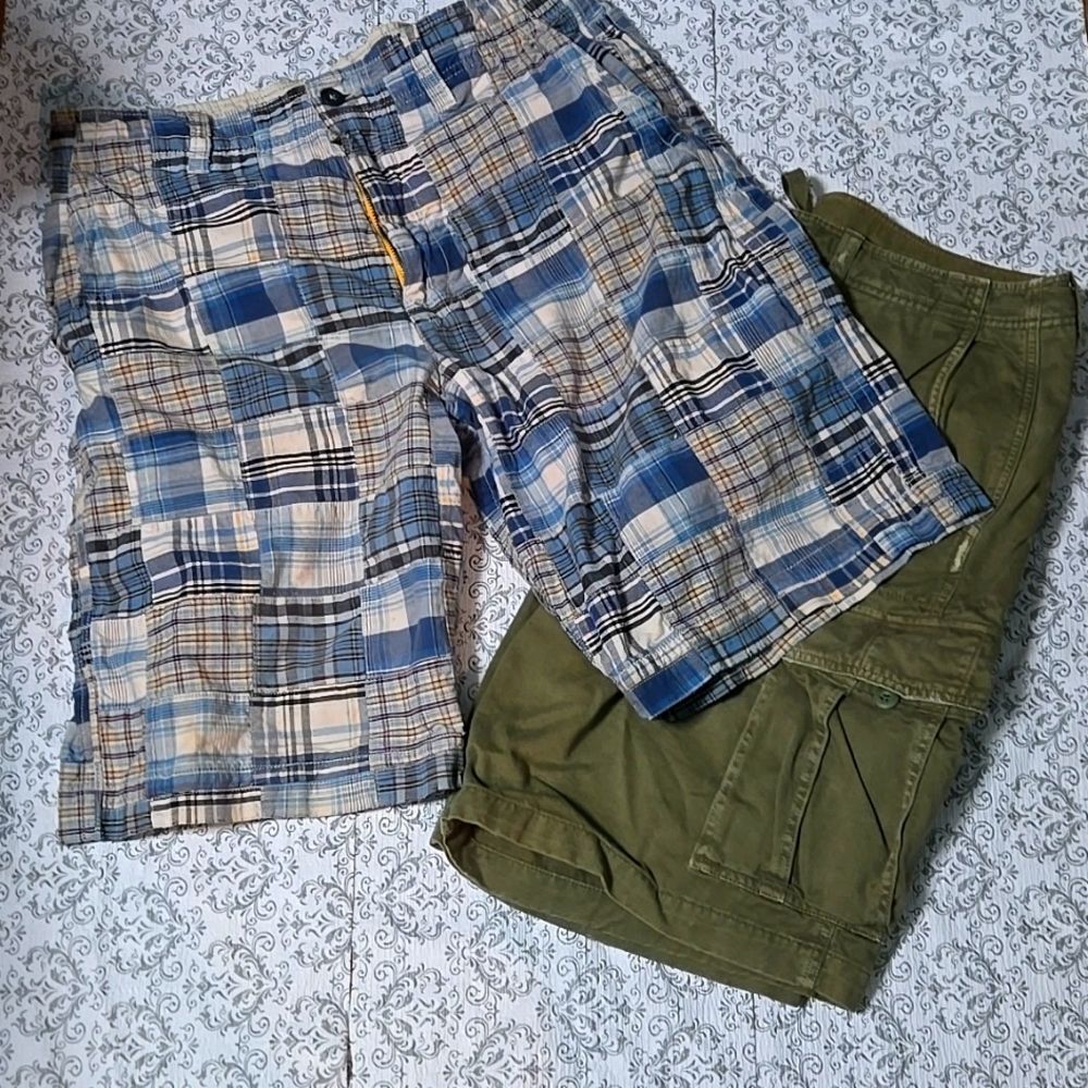 Vintage Y2K 90s Mens Patchwork Cargo Shorts American Eagle Lot 36